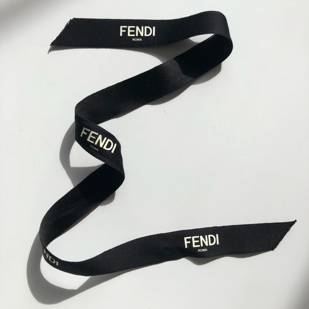 FENDI Roma Gift Wrapping Ribbon Black Hair Tie for Crafts 23” - Picture 2 of 5